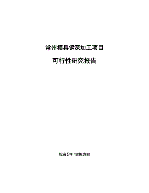 常州模具钢深加工项目可行性研究报告.docx