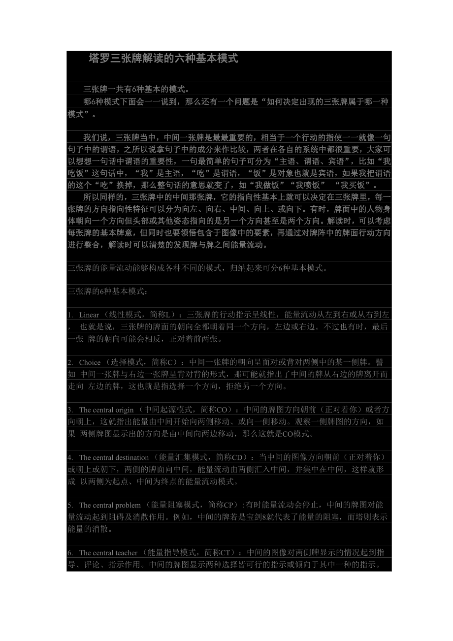 塔罗三张牌解读的六种基本模式.docx_第1页