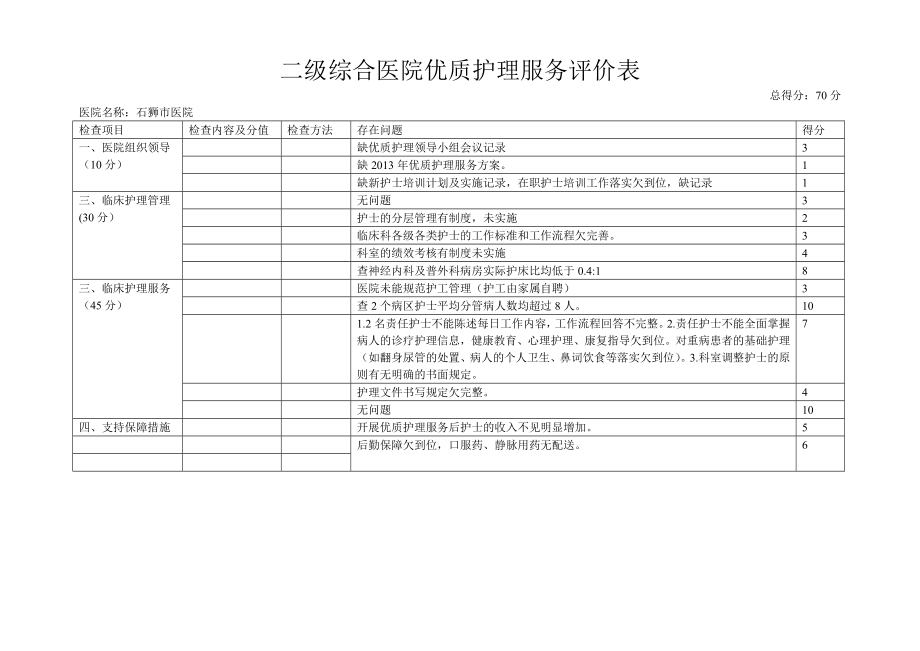 二级综合医院优质护理服务评价表 Microsoft Word 文档 .doc_第2页