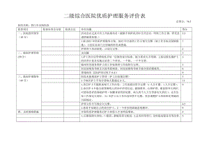 二级综合医院优质护理服务评价表 Microsoft Word 文档 .doc