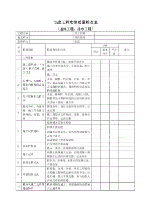 市政工程实体质量检查表剖析.doc