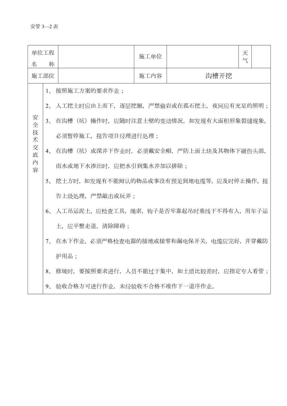 市政道路排水工程安全技术交底记录大全.doc_第1页