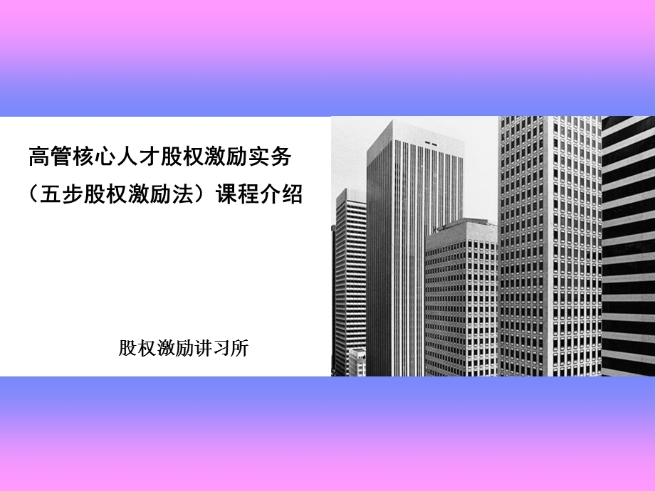 高管核心人才股权激励实务五步股权激励法课程介绍.ppt_第1页