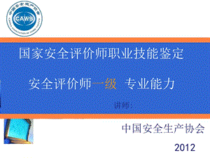 安全评价师一级课件专业能力综述.ppt