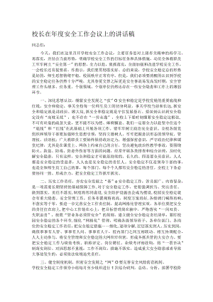 校长在年度安全工作会议上的讲话稿.docx