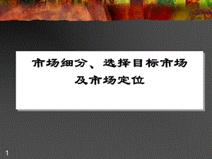 市场细分选择目标市场及市场定位.ppt