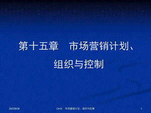 市场营销学之市场营销计划、组织与控制.ppt