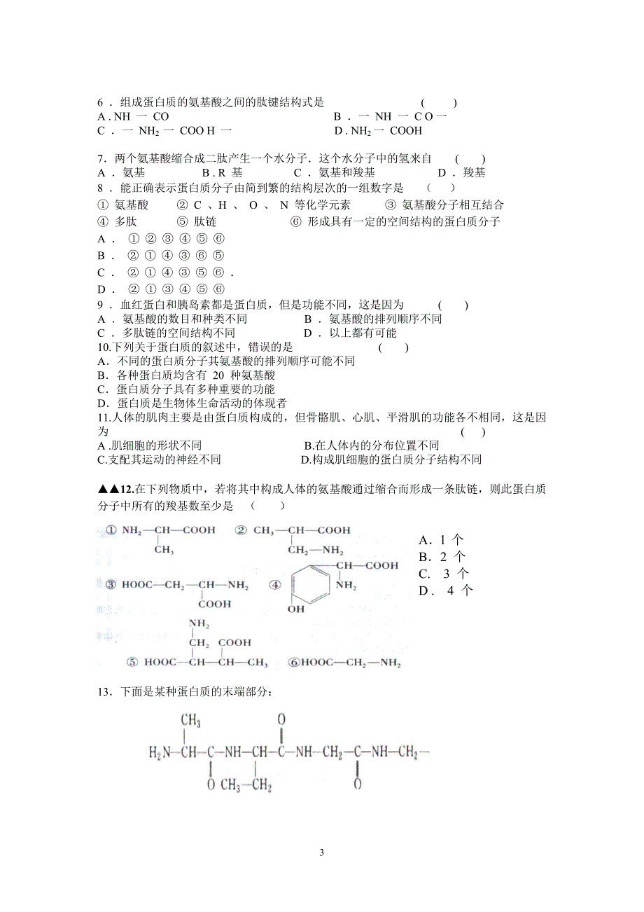 第2节必背生命活动的主要承担者———蛋白质人人过关.doc_第3页