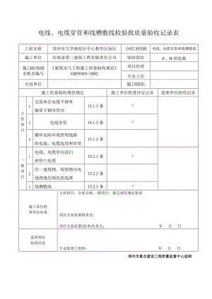 电线、电缆穿管和线槽敷设线检验批.doc