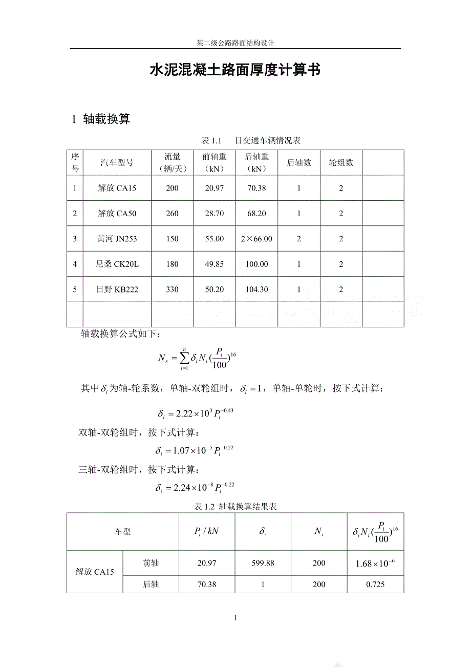 h二级公路水泥混凝土路面厚度计算书(例题).doc_第1页