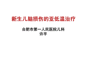 新生儿脑损伤的亚低温治疗.ppt