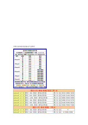 苹果产品批发参考价格保修换机凭证及产品图片.doc
