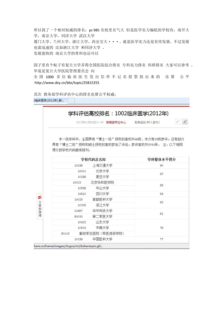 转自丁香园 医学顶尖名校考研排名分析.doc_第3页