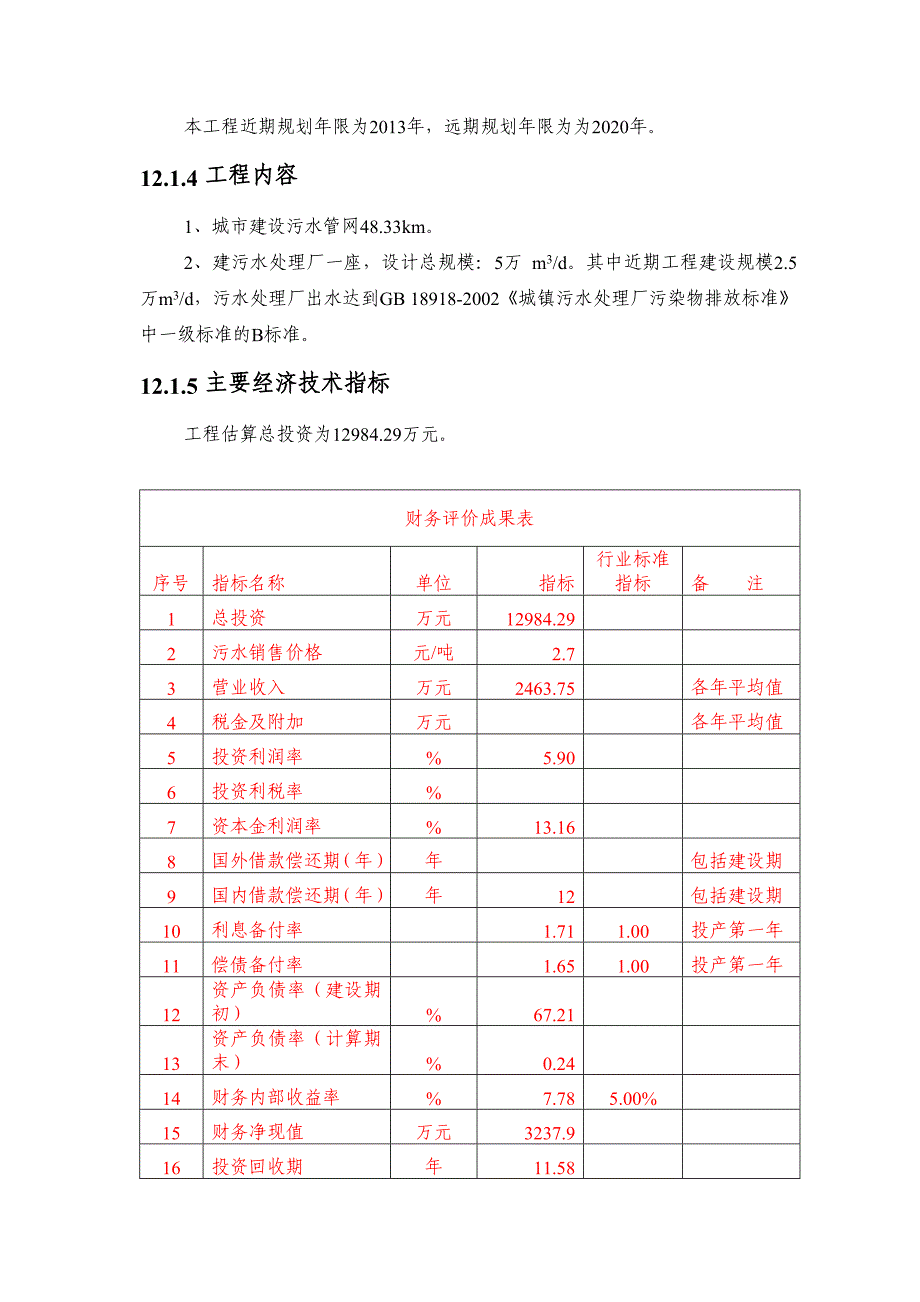 城市污水处理工程项目可行研究报告.doc_第2页