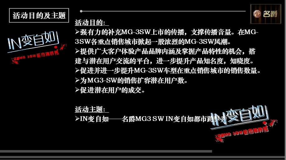 名爵汽车MG3SWIN变自如都市跨界秀巡展活动方案.ppt_第3页