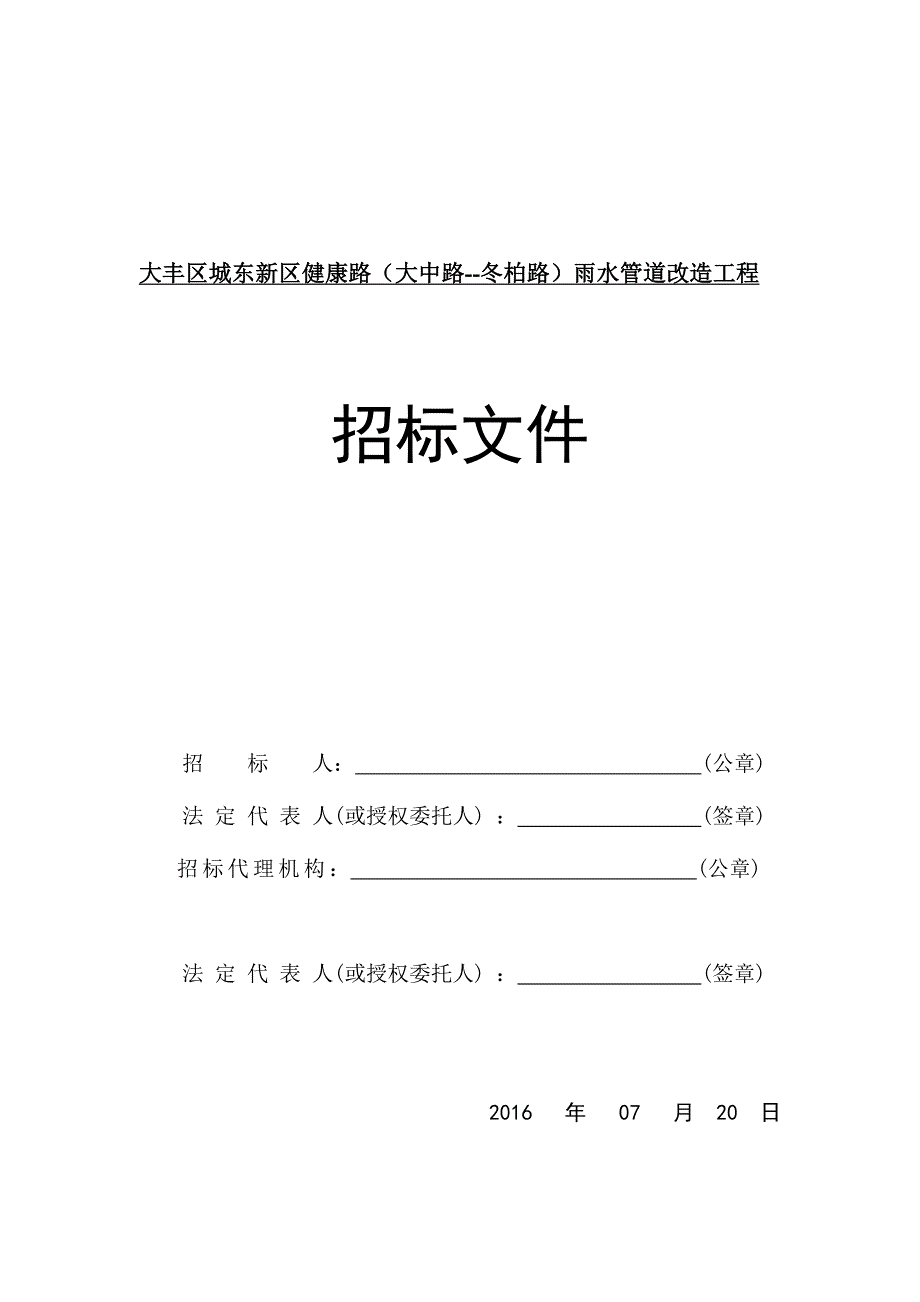 大丰区城东新区健康路大中路冬柏路雨水管道改造工程.doc_第1页