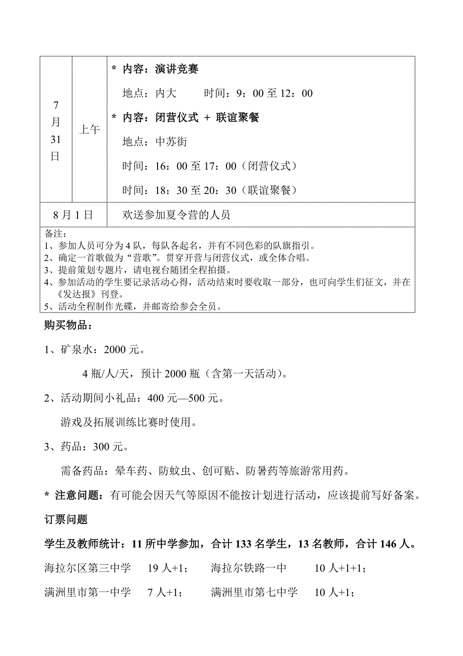 大型公益活动夏令营活动策划方案方案.doc_第3页