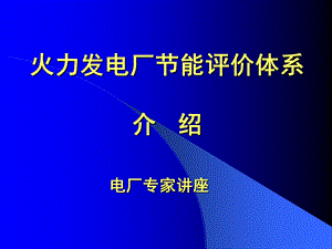 火力发电厂节能评价体系介绍.ppt