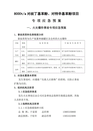 8000t对叔丁基苯酚、对特辛基苯酚项目专项应急预案.docx