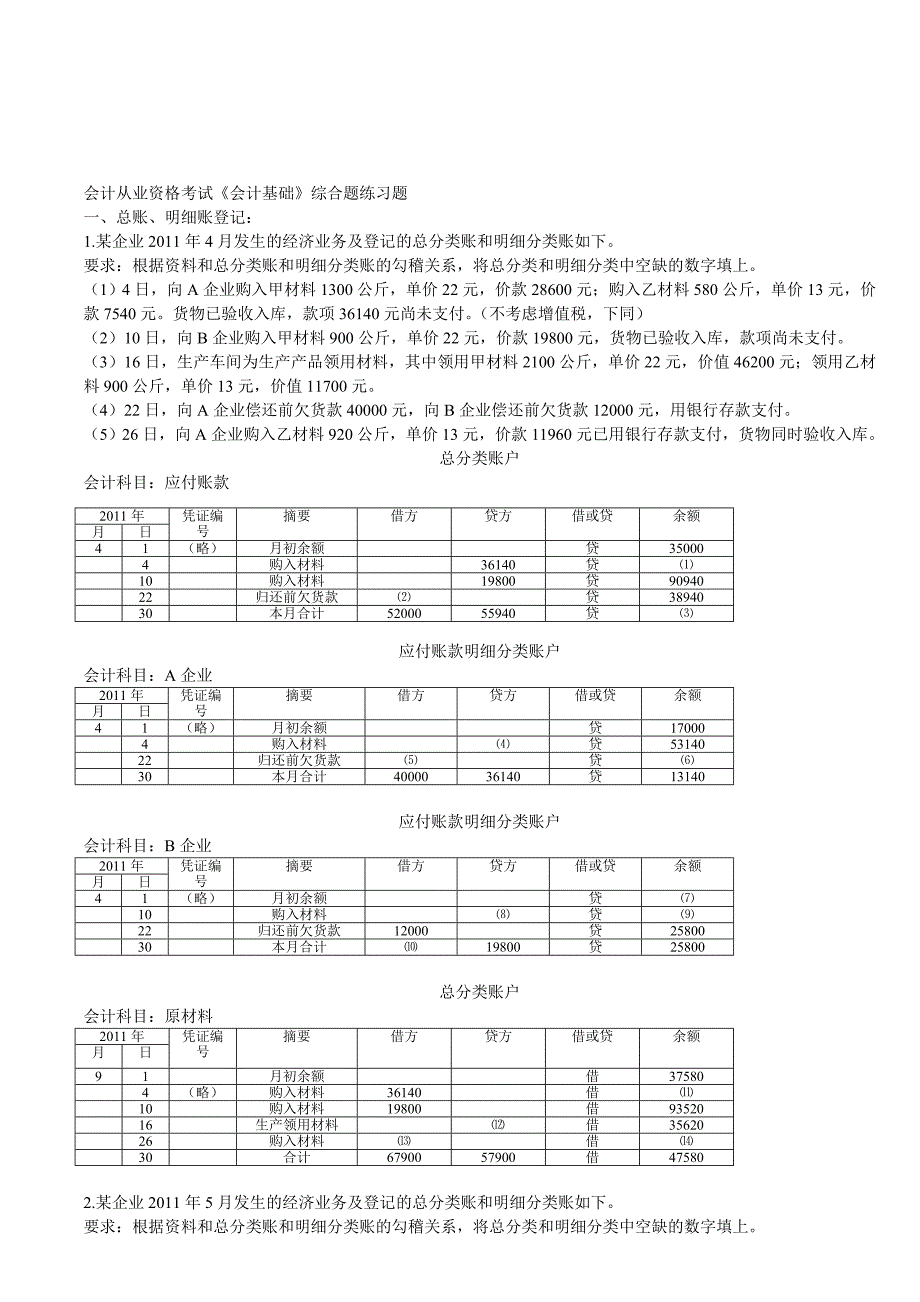 这个一定要打印出来做做做会计从业资格考试基础综合练习1.doc_第1页