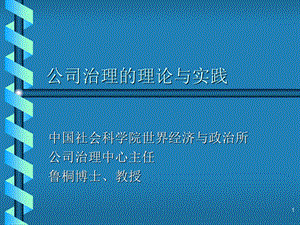 公司治理的理论与实践ppt课件.ppt