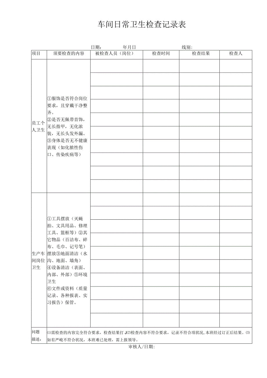 生产车间日常卫生检查记录表.docx_第1页