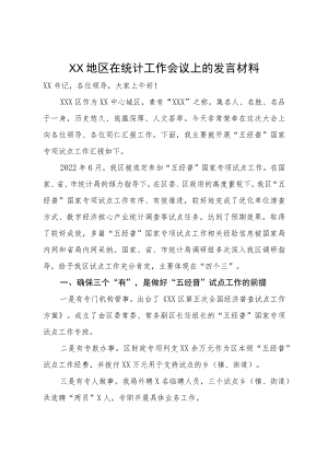 XX地区在统计工作会议上的发言材料.docx