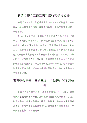 农技干部“三抓三促”进行时学习心得范文(参考三篇).docx