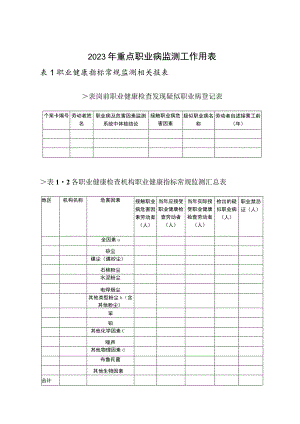 2023年重点职业病监测工作用表.docx