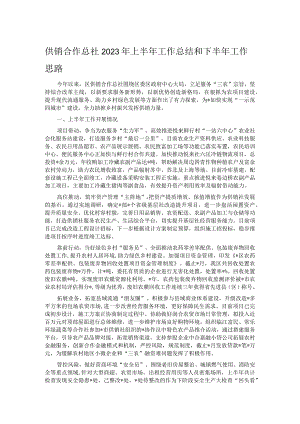 供销合作总社2023年上半年工作总结和下半年工作思路.docx