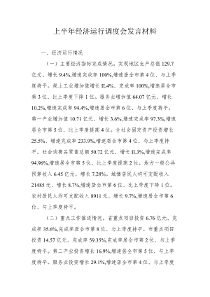 上半年经济运行调度会发言材料.docx