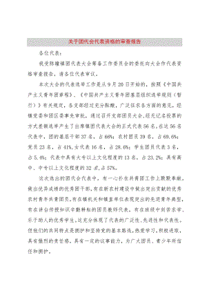 【精品文档】关于团代会代表资格的审查报告（整理版）.docx