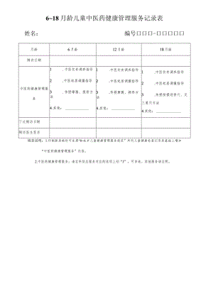 6～18月龄儿童中医药健康管理服务记录表(最新版).docx