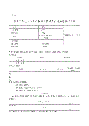 职业卫生技术服务机构专业技术人员能力考核报名表.docx