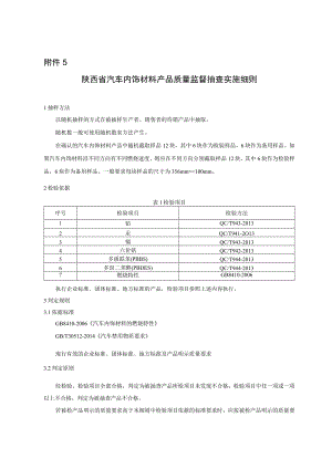 陕西省汽车内饰材料产品质量监督抽查实施细则.docx