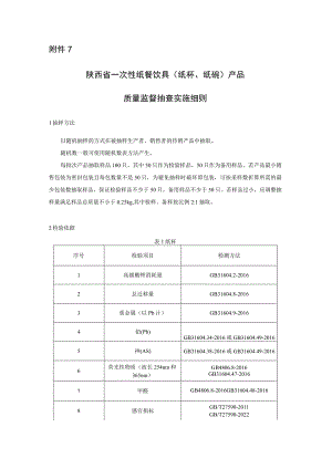 陕西省一次性纸餐饮具产品质量监督抽查实施细则.docx