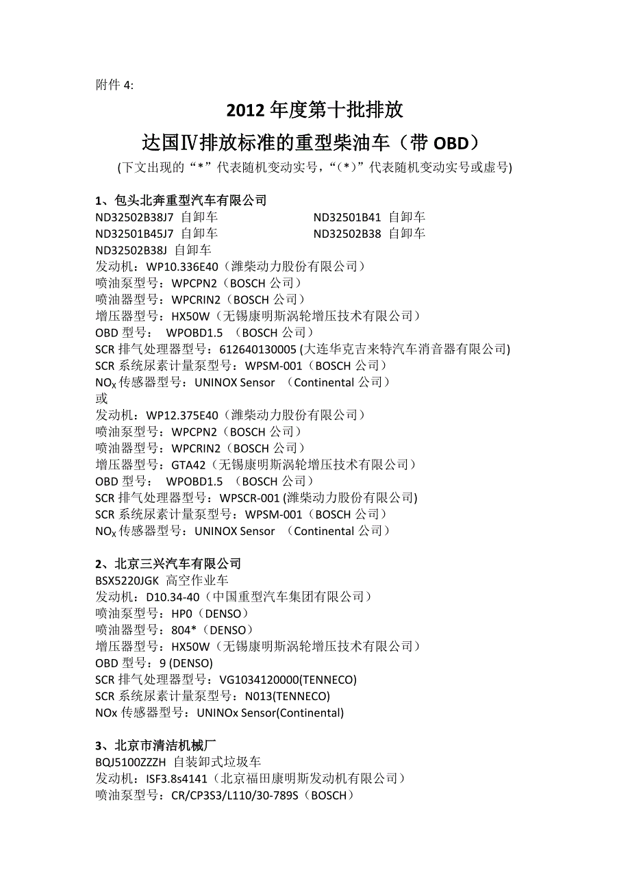 第十批排放达国Ⅳ排放标准的重型柴油车带OBD.doc_第1页