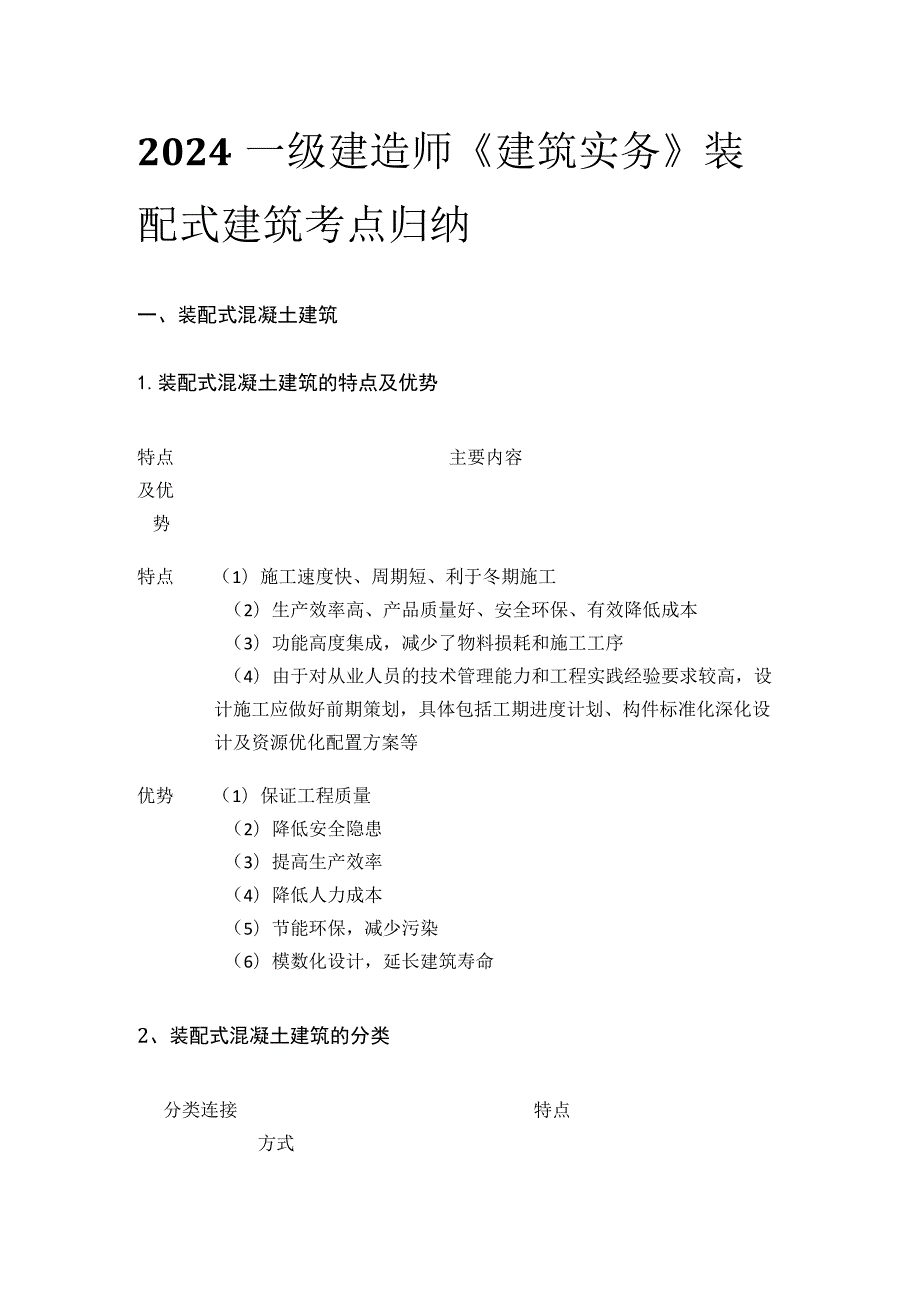 2024一级建造师《建筑实务》装配式建筑考点归纳.docx_第1页