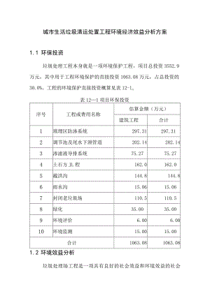 城市生活垃圾清运处置工程环境经济效益分析方案.docx