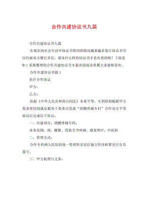 合作共建协议书九篇.docx