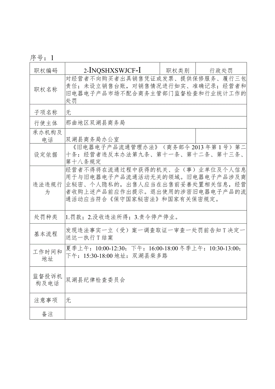 那曲地区双湖县商务局行政处罚服务指南.docx_第1页