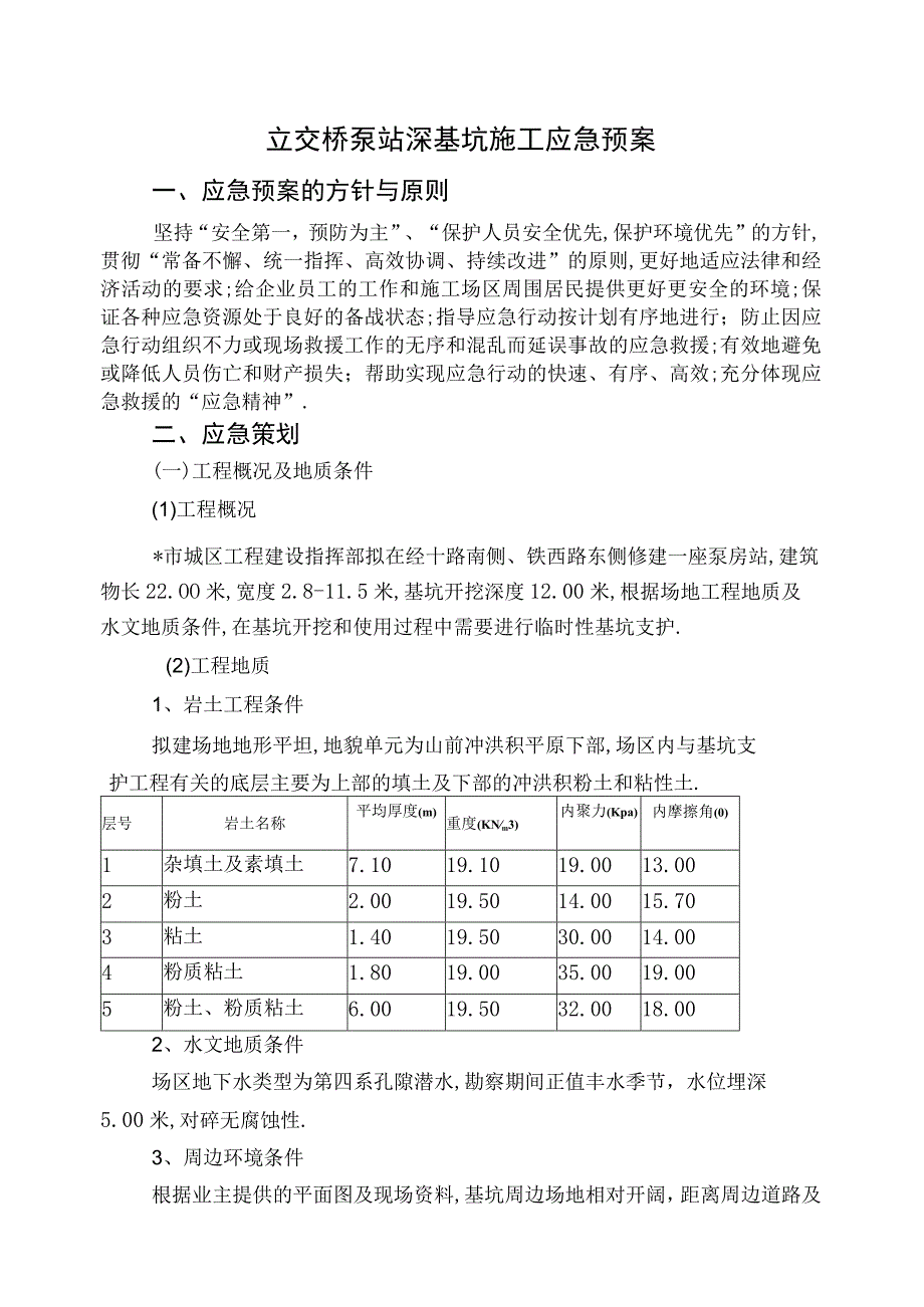 经十路泵站深基坑施工应急预案工程文档范本.docx_第1页