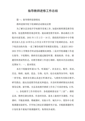 指导教师进修工作总结.docx