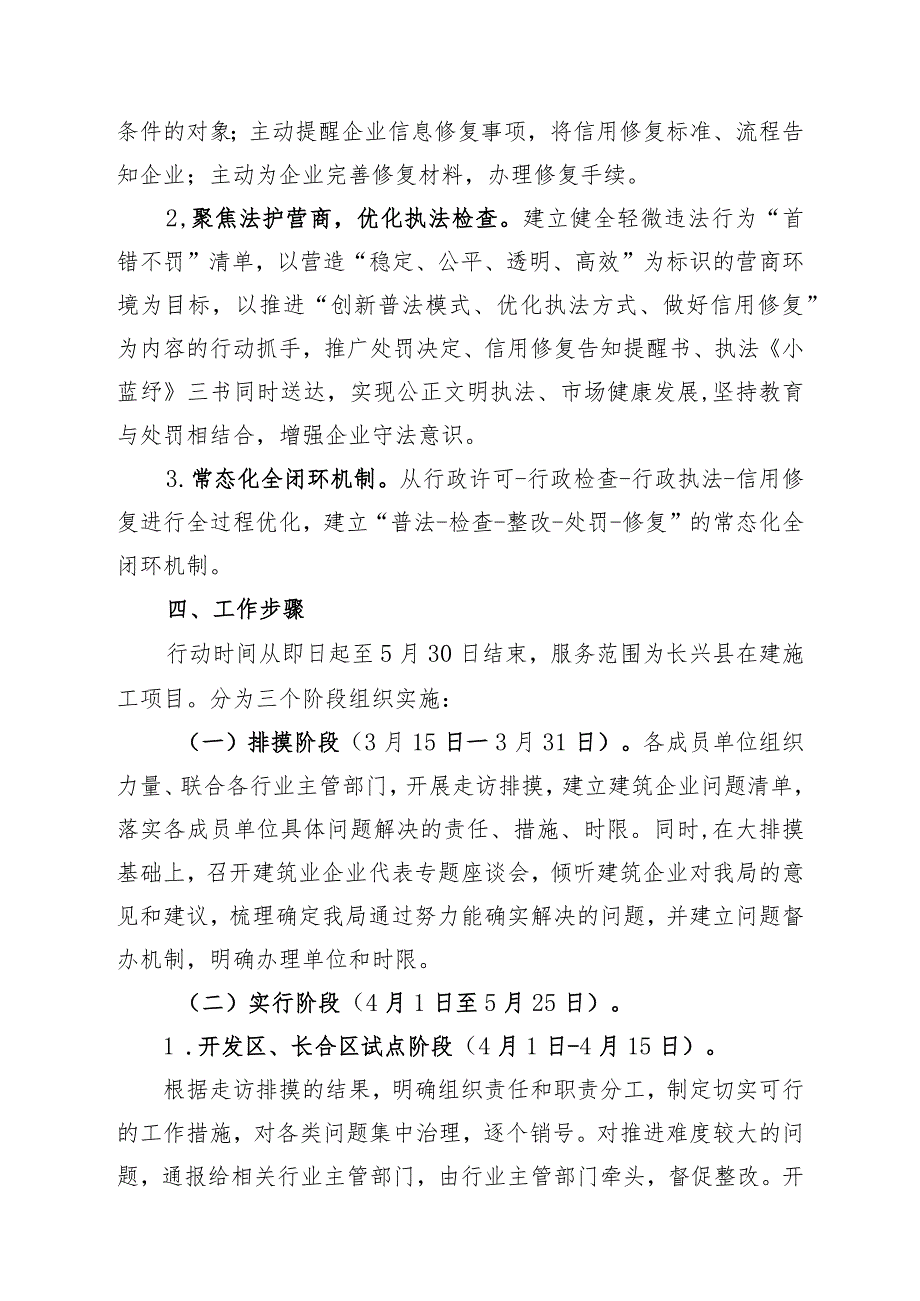 长兴县综合行政执法局助力优化提升营商环境专项工作方案建筑施工领域.docx_第3页