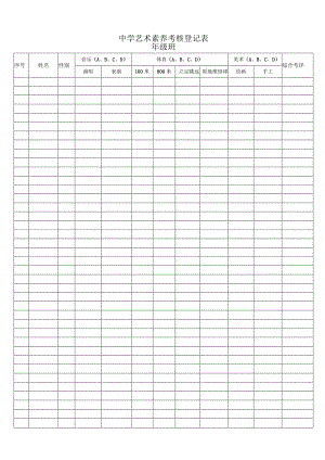 中学艺术素养考核登记表.docx