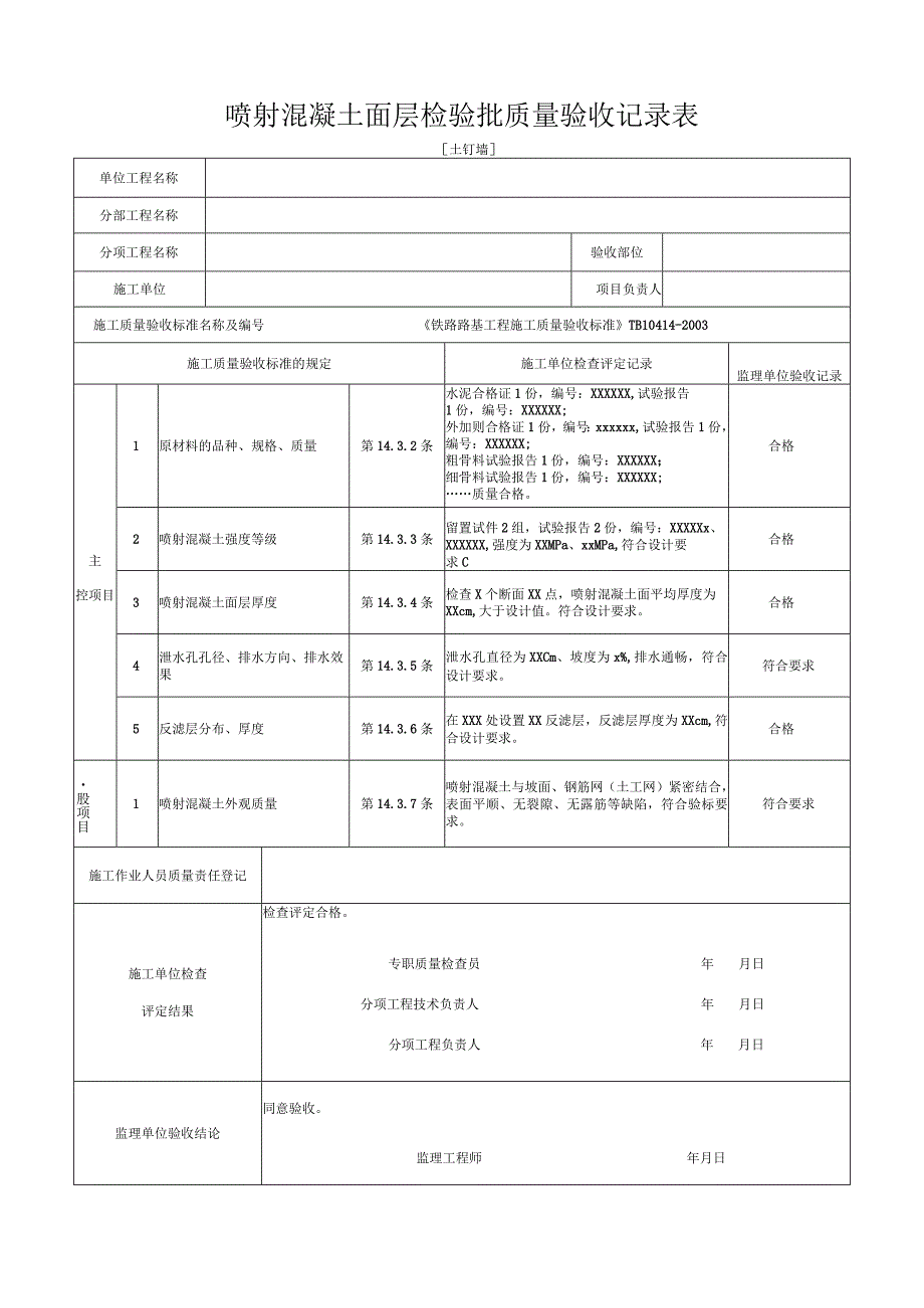 [土钉墙]喷射混凝土面层检验批质量验收记录表.docx_第1页