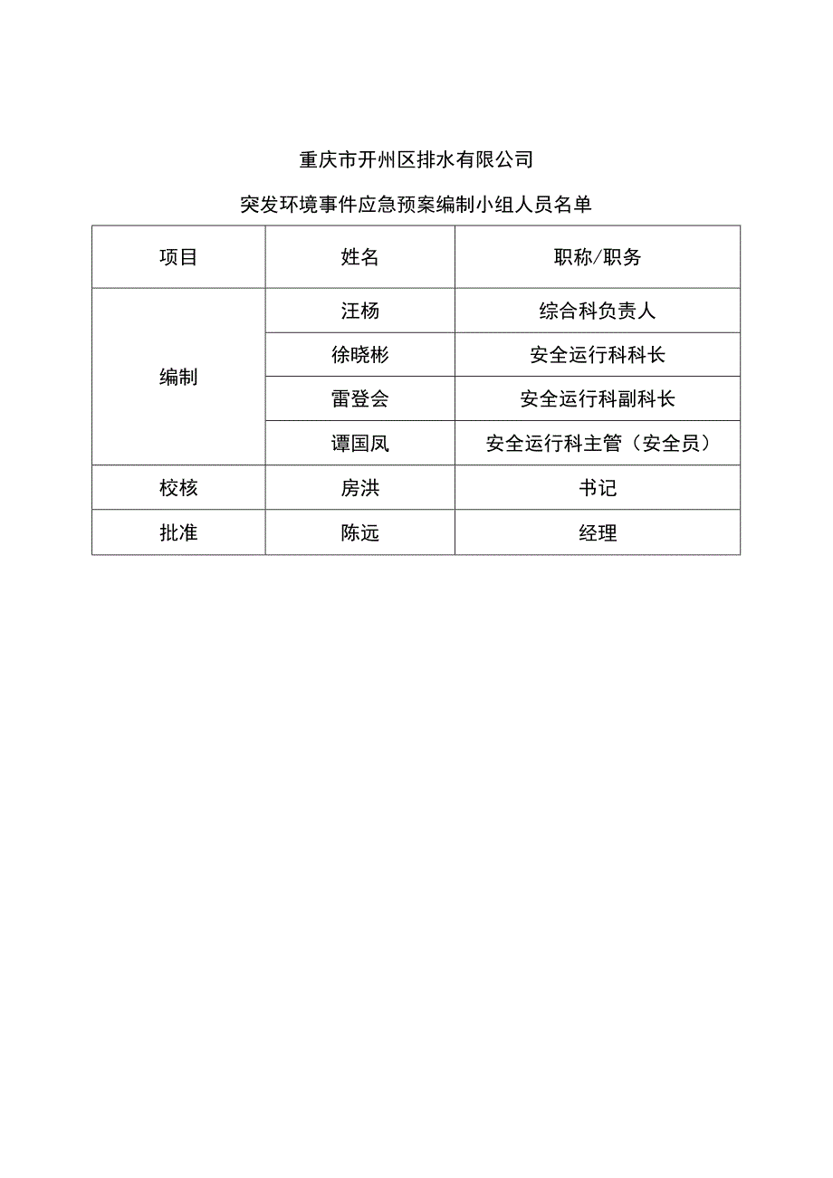 重庆市开州区排水有限公司突发环境事件应急预案.docx_第2页