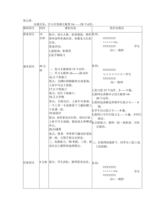 24式太极拳体育教案第五周学习并掌握太极拳16——20个动作.docx