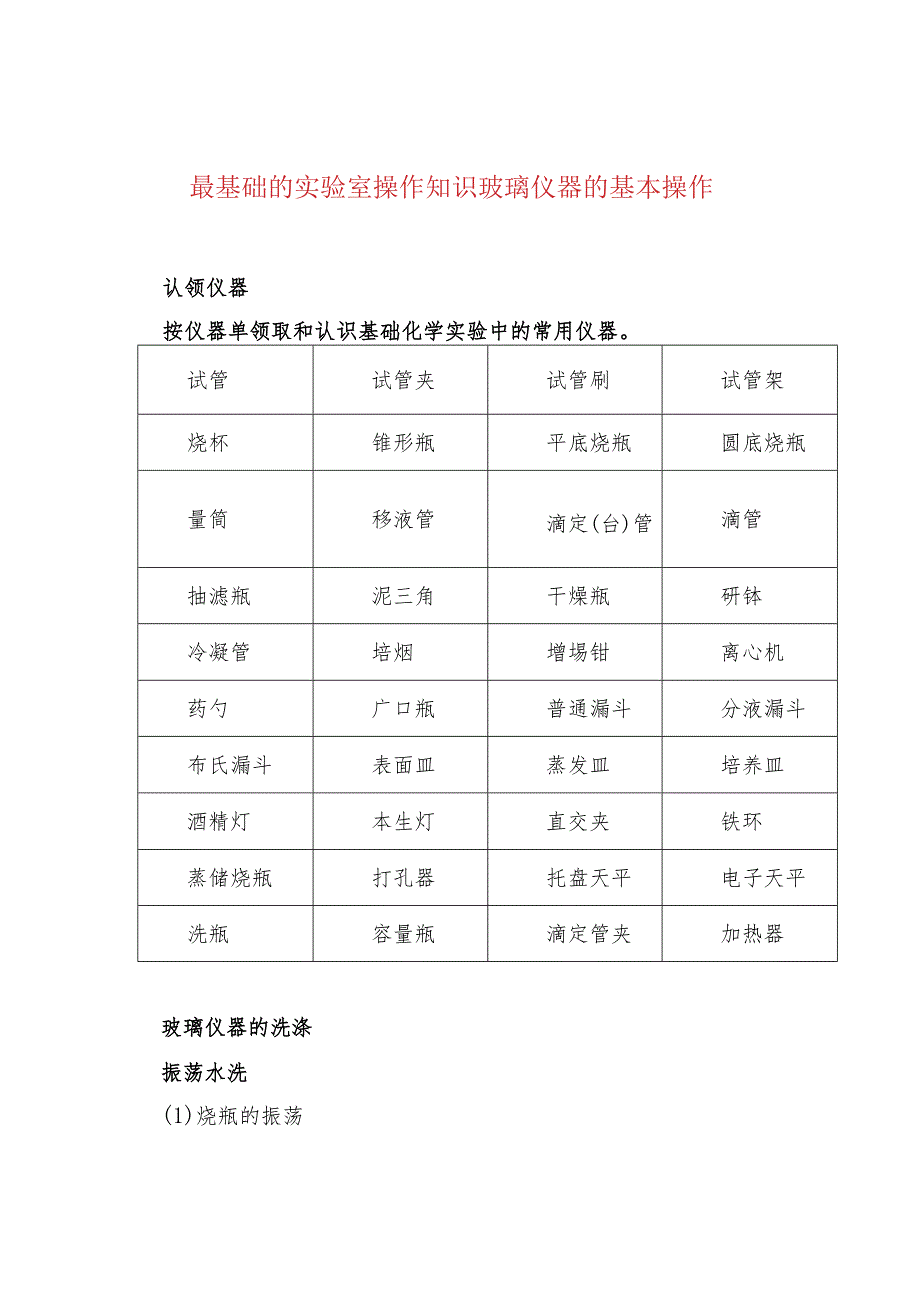 最基础的实验室操作知识玻璃仪器的基本操作.docx_第1页