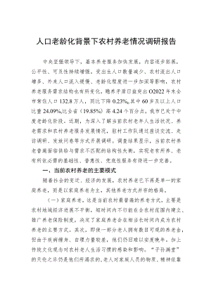 人口老龄化背景下农村养老情况调研报告.docx